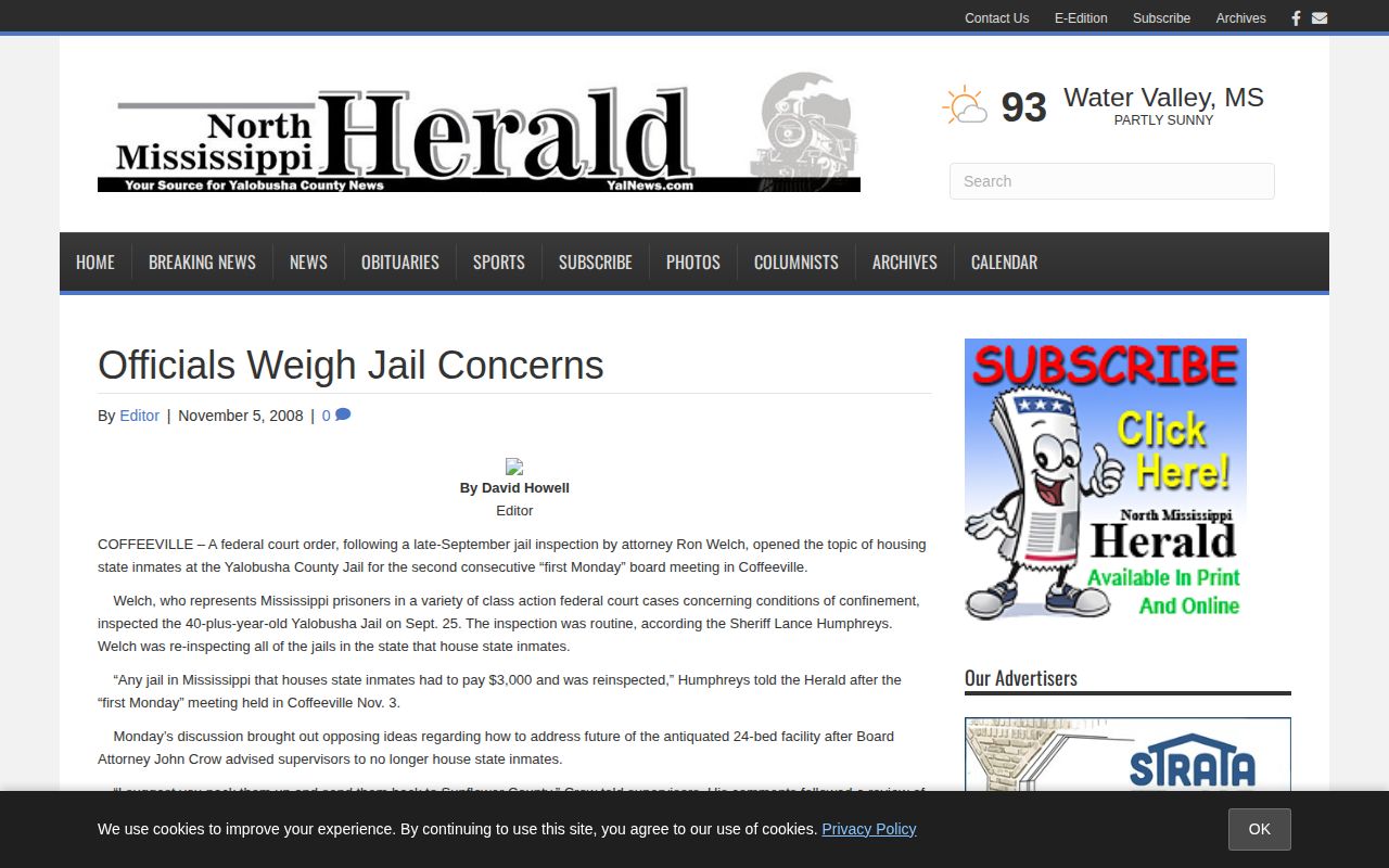 Dated Yalobusha County jail history distinguished from current release records