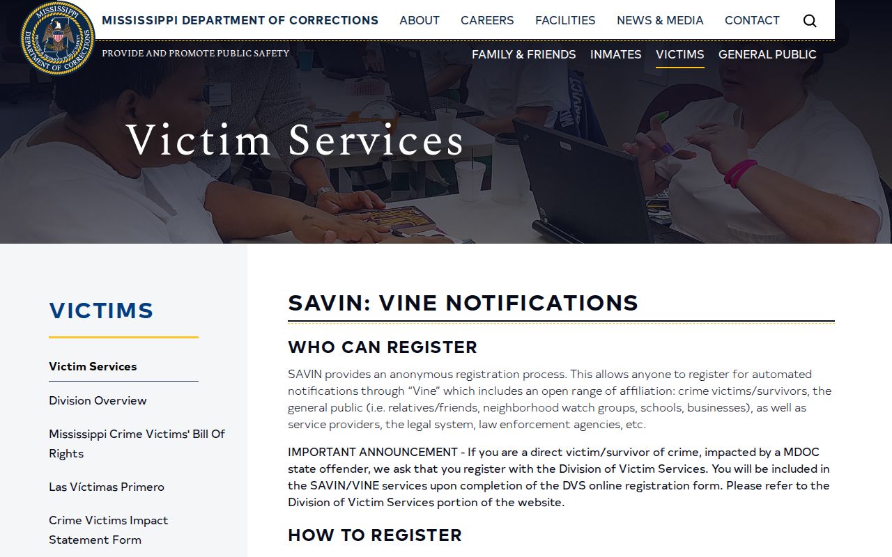 Yalobusha County SAVIN release transfer and VINELink registration options